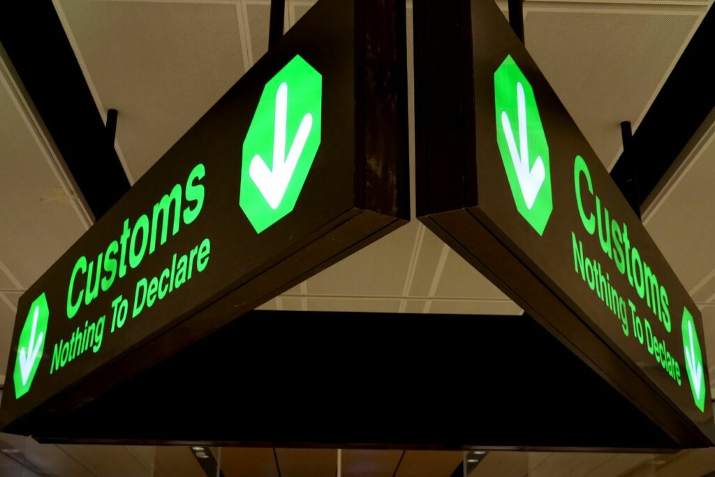 Changi Airport Customs Sign