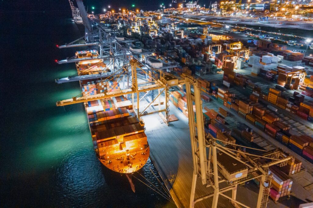 Singapore Shipping Cargo Port Aerial View