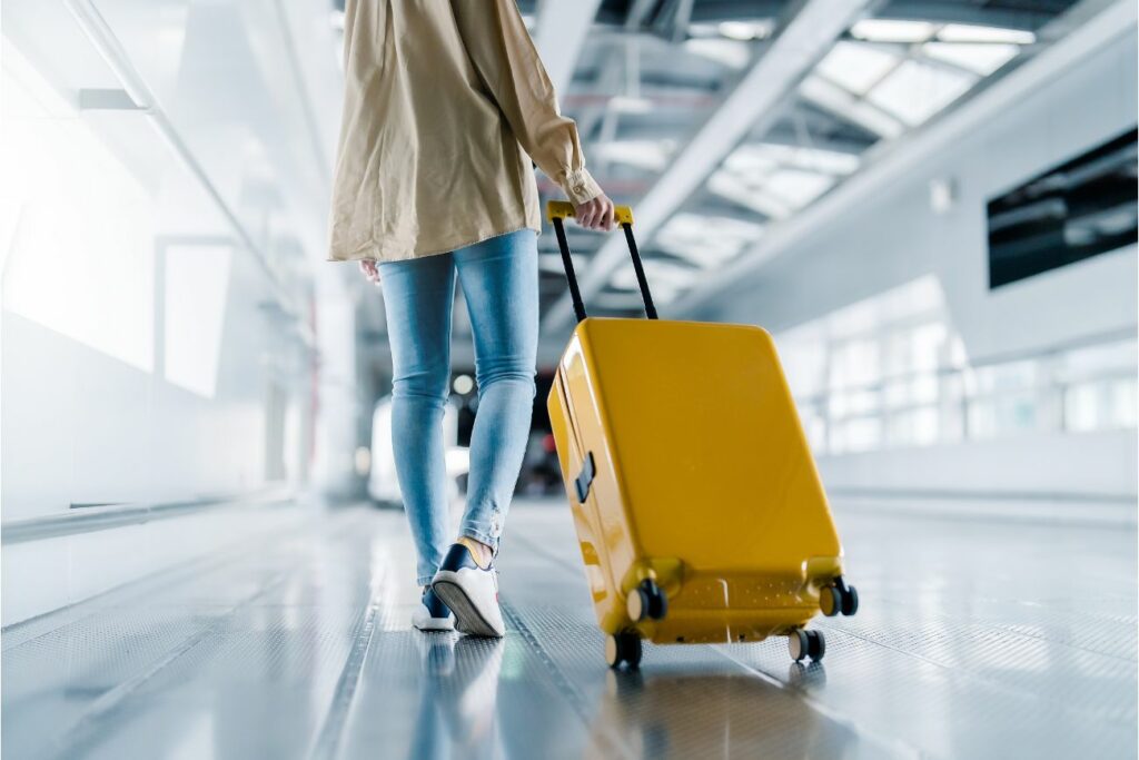 International Airport Terminal Walking Luggage