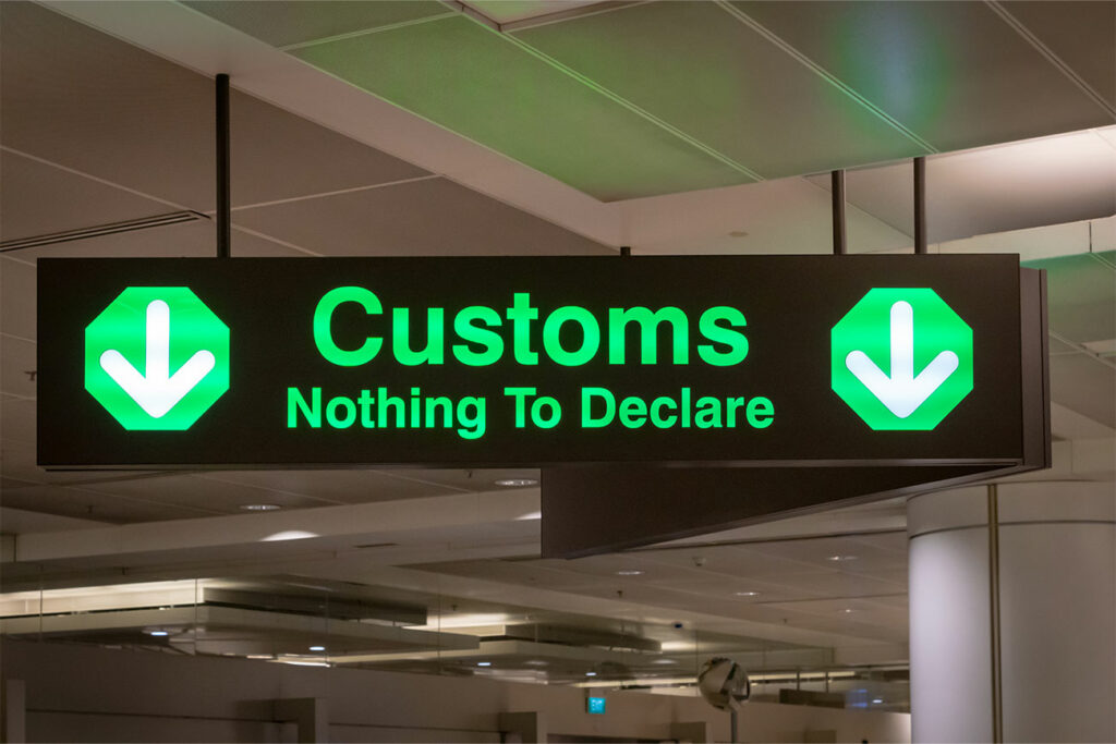 Airport Customs Nothing To Declare Signboard
