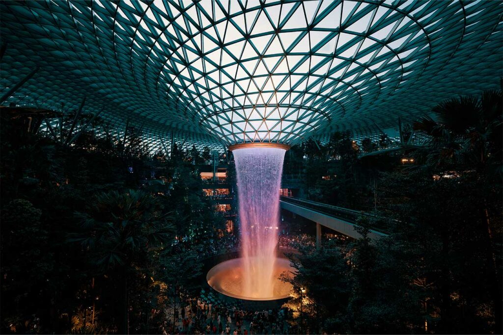 Night Photography Singapore World Tallest Indoor Waterfall