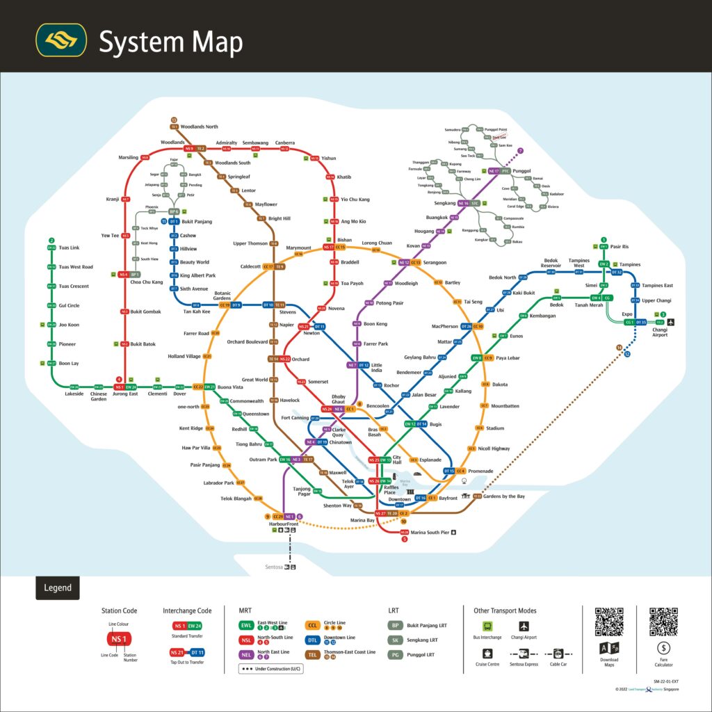 Singapore MRT LRT System Map 2022