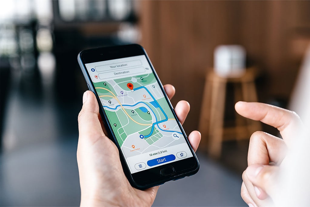 Hand Searching Location Map Smartphone