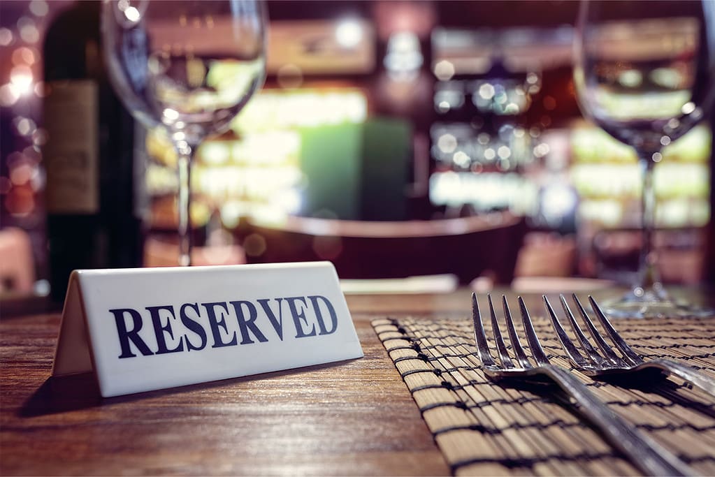 Reserved Sign On Restaurant Table Bar