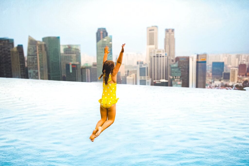 Children Rooftop Marina Bay Sands Infinity Pool Singapore
