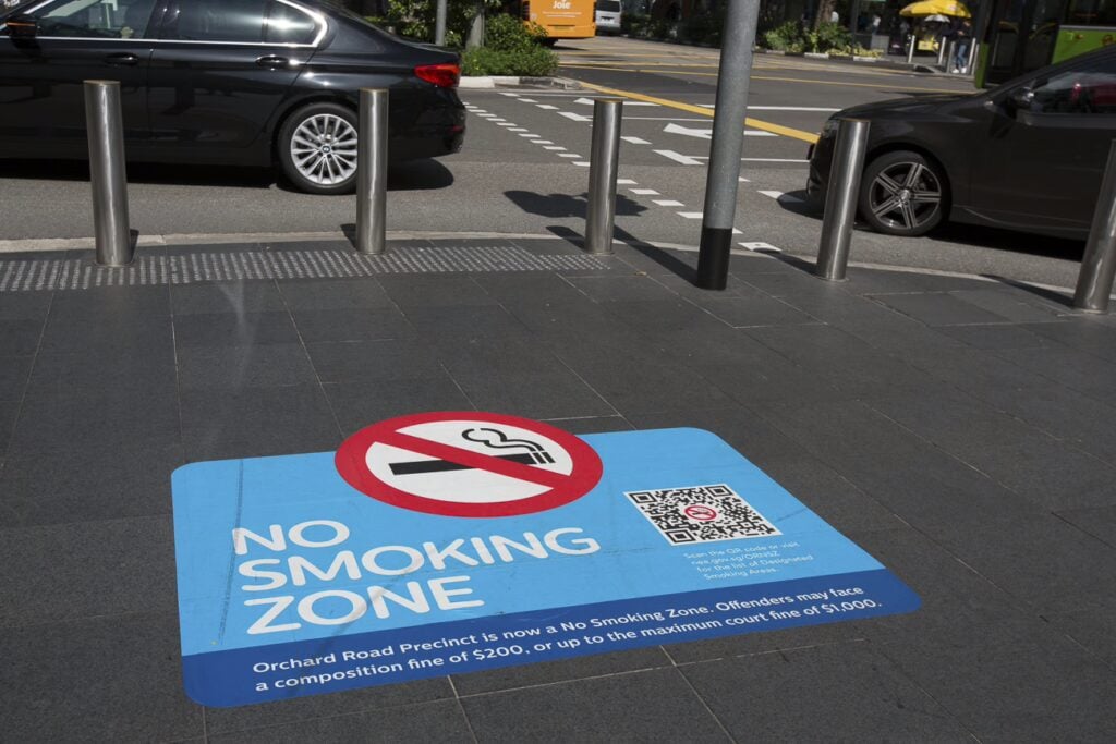 No Smoking Zone Sign Singapore Orchard Road